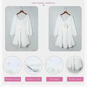 O-Neck Lantern Sleeve Office Mini Dress